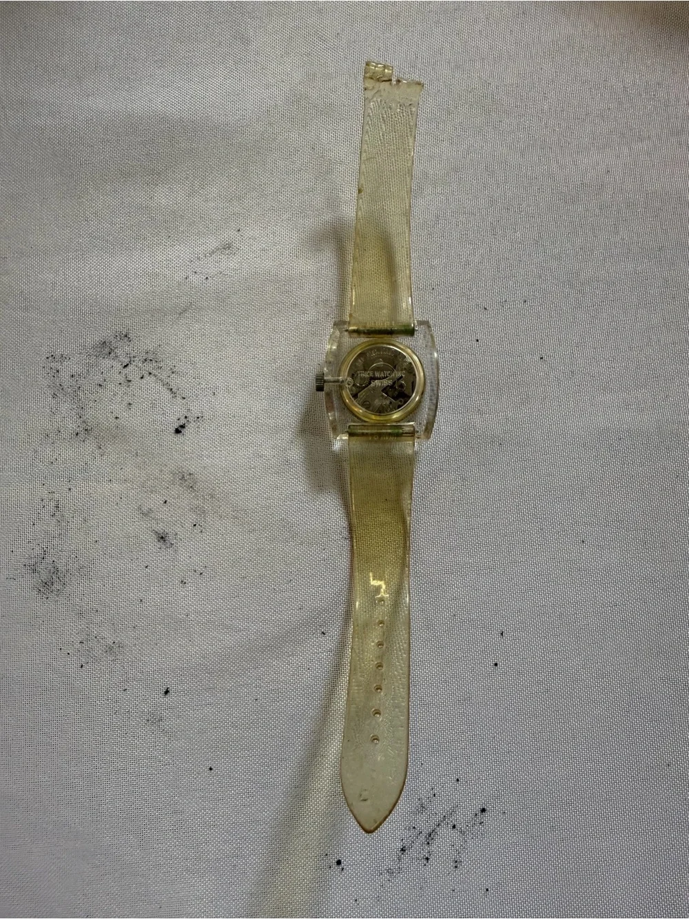 Vintage Chateau Alfex LTD Swiss Plexiglass Manual Wind Mens Watch Broken Band